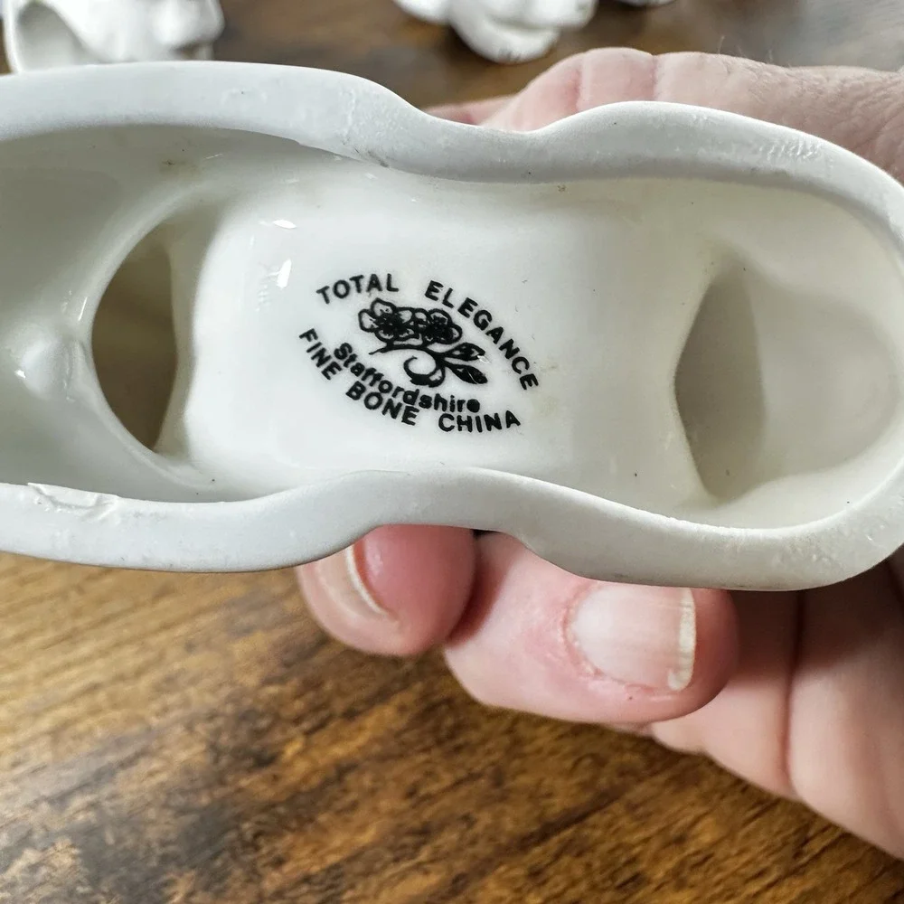 VTG Floral Porcelain‎ Bunny, Pig, Chicken Napkin Rings Spring 8pc Staffordshire